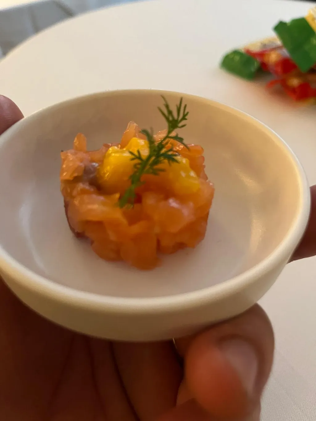 Fein angerichtetes Amuse-Bouche aus dem Catering der La Cantina